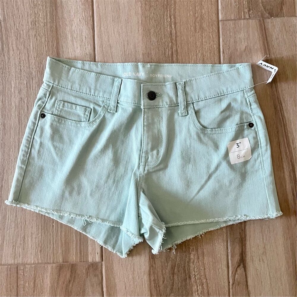 Old Navy Women's Boyfriend Denim Shorts Size 4 Light Mint Green